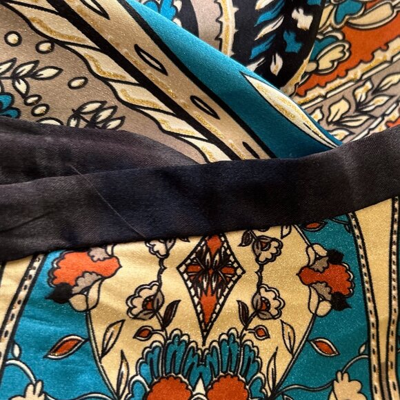 JH Collectibles SZ12 Multi Color Wallpaper Print Silky Skirt Art Deco Old $ Boho - Picture 5 of 8